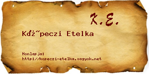 Köpeczi Etelka névjegykártya